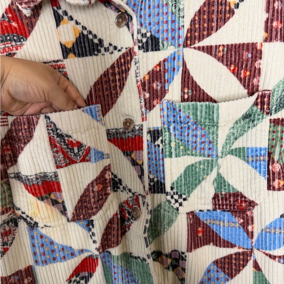 BDG Urban Outfitters Serena Patchwork Corduroy Shacket Jacket Size Small Petite - Picture 4 of 13